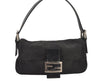 Authentic FENDI Mamma Baguette Shoulder Hand Bag Jersey Leather Black Junk 4129K