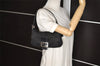 Authentic FENDI Mamma Baguette Shoulder Hand Bag Jersey Leather Black Junk 4129K