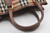 Authentic Burberrys Vintage Nova Check Canvas Leather Hand Bag Brown Beige 4131K