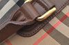 Authentic Burberrys Vintage Nova Check Canvas Leather Hand Bag Brown Beige 4131K