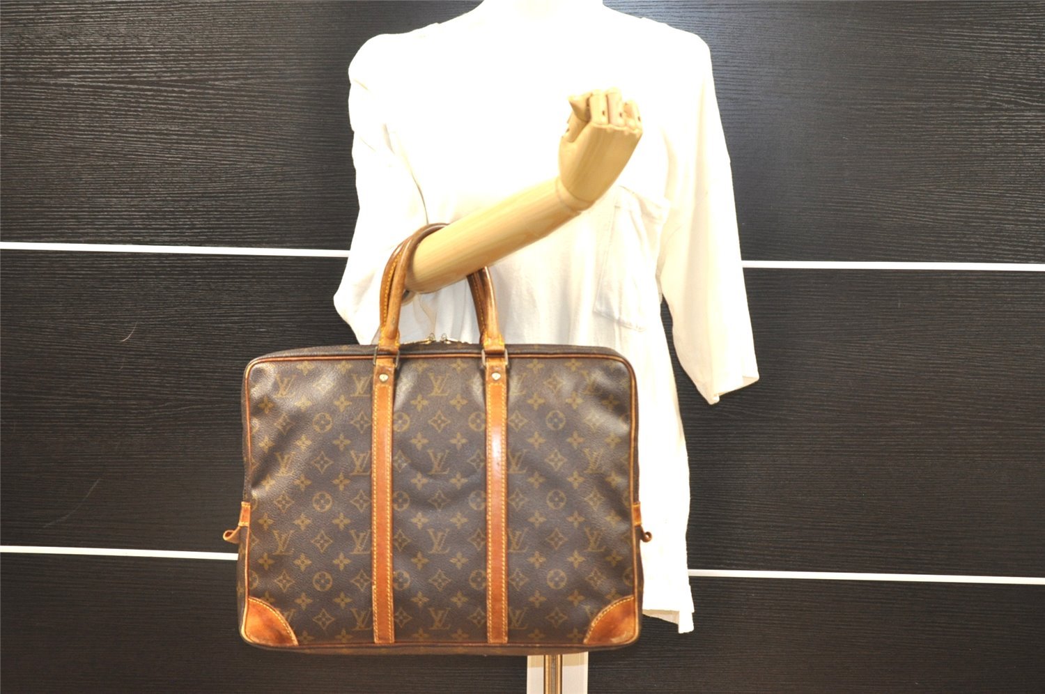 Authentic Louis Vuitton Monogram Porte Documents Voyage M53361 Briefcase 4134I
