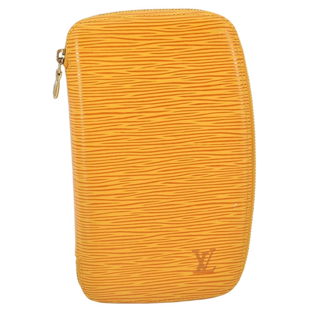 Authentic Louis Vuitton Epi Agenda Geode Purse Travel Case M63879 Yellow 4134K