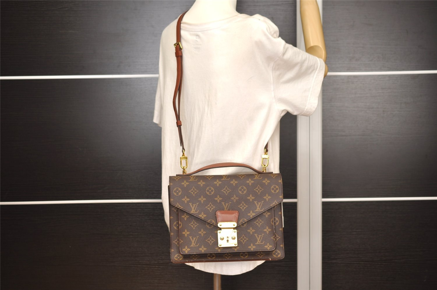 Authentic Louis Vuitton Monogram Monceau 2Way Shoulder Hand Bag M51185 LV 4135J