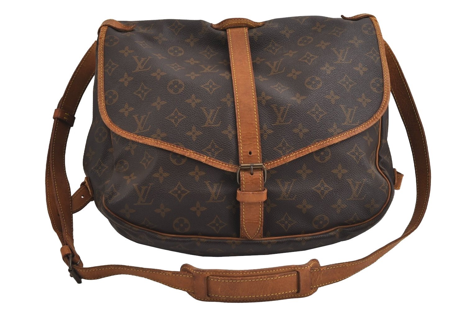 Authentic Louis Vuitton Monogram Saumur 35 Shoulder Cross Bag M42254 LV 4137J