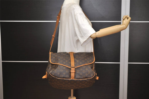 Authentic Louis Vuitton Monogram Saumur 35 Shoulder Cross Bag M42254 LV 4137J