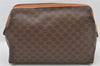 Authentic CELINE Macadam Blason Pattern Pouch Purse PVC Leather Brown 4137K