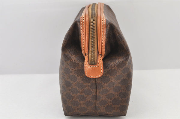 Authentic CELINE Macadam Blason Pattern Pouch Purse PVC Leather Brown 4137K