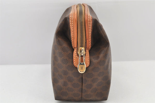 Authentic CELINE Macadam Blason Pattern Pouch Purse PVC Leather Brown 4137K