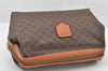 Authentic CELINE Macadam Blason Pattern Pouch Purse PVC Leather Brown 4137K