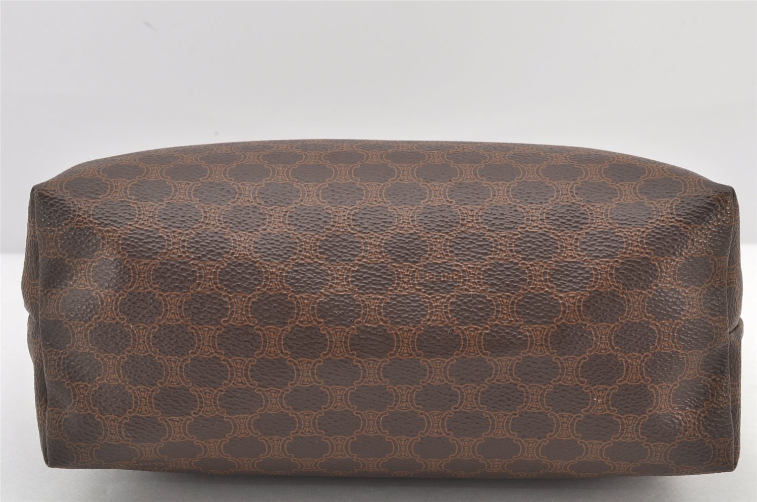 Authentic CELINE Macadam Blason Pattern Pouch Purse PVC Leather Brown 4137K