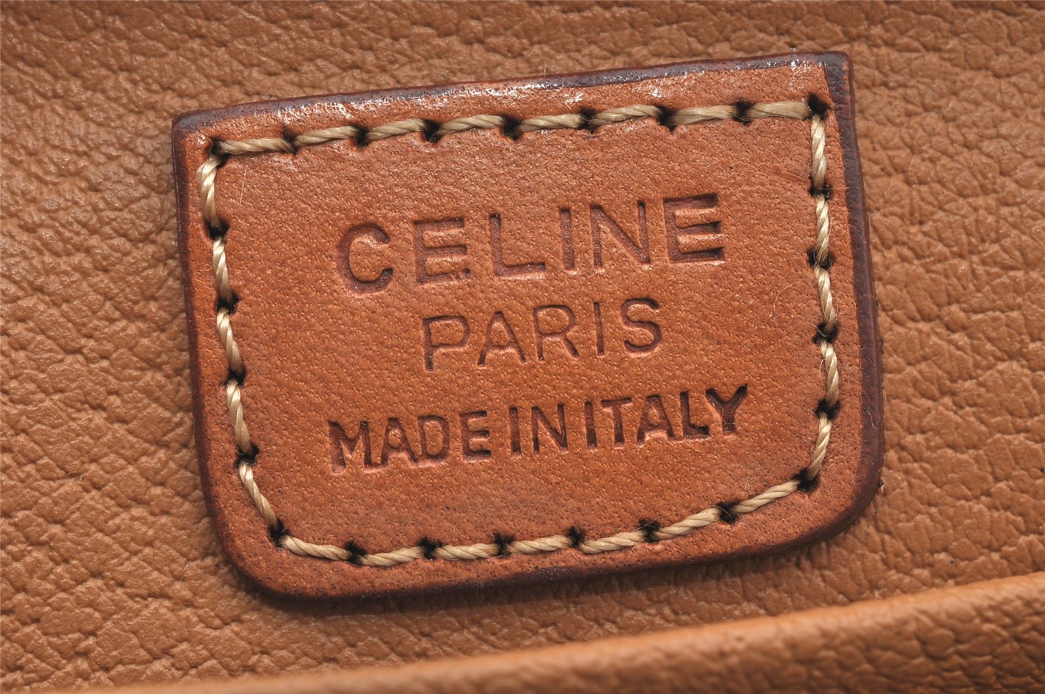 Authentic CELINE Macadam Blason Pattern Pouch Purse PVC Leather Brown 4137K