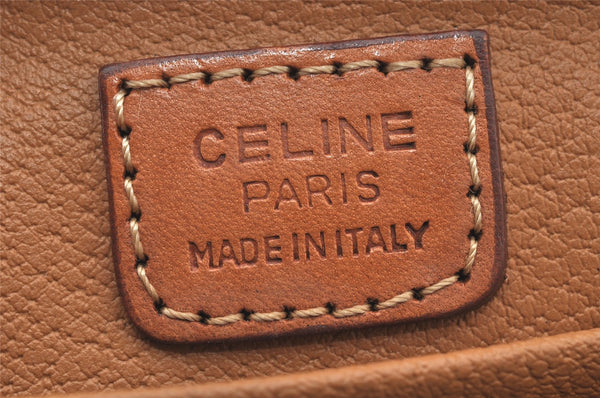 Authentic CELINE Macadam Blason Pattern Pouch Purse PVC Leather Brown 4137K