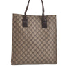 Authentic GUCCI Vintage Hand Tote Bag GG PVC Leather 91249 Brown 4139K