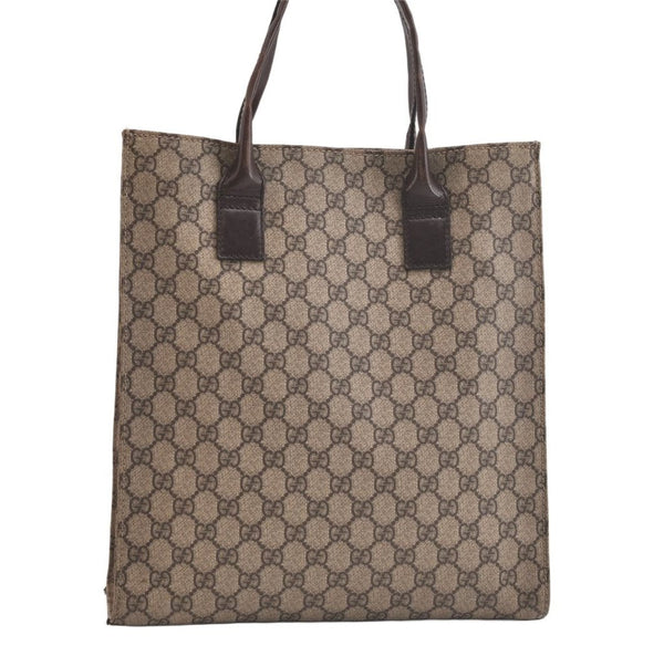 Authentic GUCCI Vintage Hand Tote Bag GG PVC Leather 91249 Brown 4139K