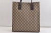 Authentic GUCCI Vintage Hand Tote Bag GG PVC Leather 91249 Brown 4139K