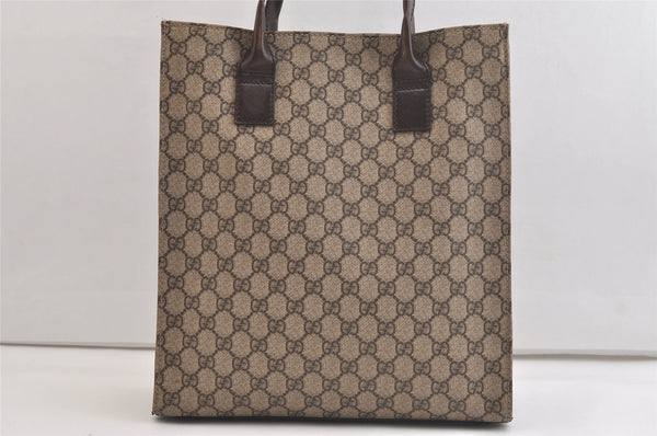 Authentic GUCCI Vintage Hand Tote Bag GG PVC Leather 91249 Brown 4139K