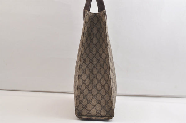 Authentic GUCCI Vintage Hand Tote Bag GG PVC Leather 91249 Brown 4139K