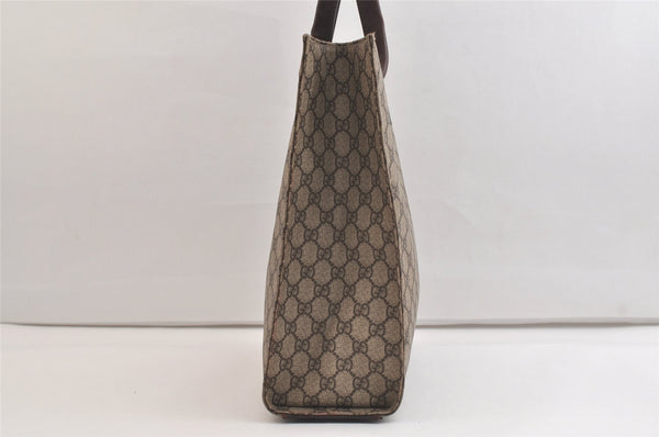 Authentic GUCCI Vintage Hand Tote Bag GG PVC Leather 91249 Brown 4139K