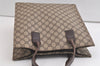 Authentic GUCCI Vintage Hand Tote Bag GG PVC Leather 91249 Brown 4139K