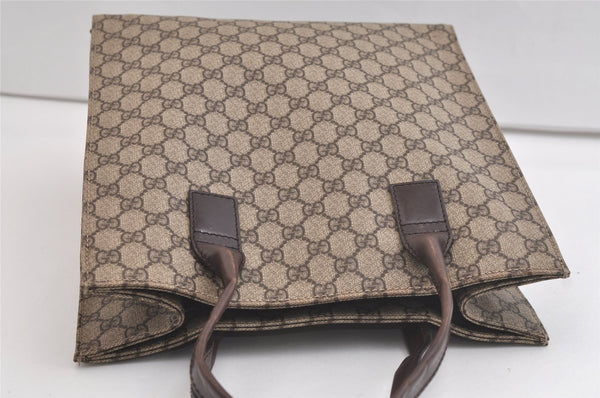 Authentic GUCCI Vintage Hand Tote Bag GG PVC Leather 91249 Brown 4139K