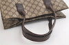 Authentic GUCCI Vintage Hand Tote Bag GG PVC Leather 91249 Brown 4139K