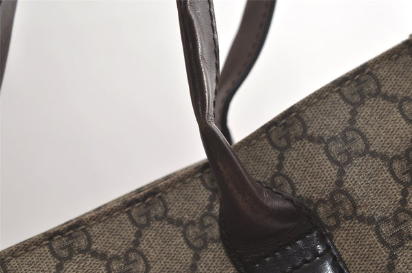 Authentic GUCCI Vintage Hand Tote Bag GG PVC Leather 91249 Brown 4139K