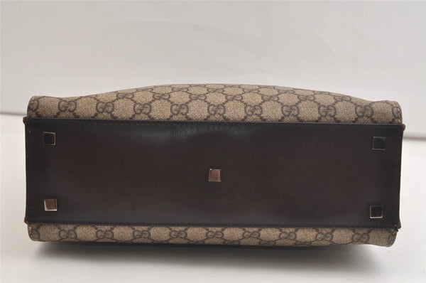 Authentic GUCCI Vintage Hand Tote Bag GG PVC Leather 91249 Brown 4139K