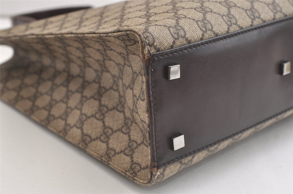 Authentic GUCCI Vintage Hand Tote Bag GG PVC Leather 91249 Brown 4139K