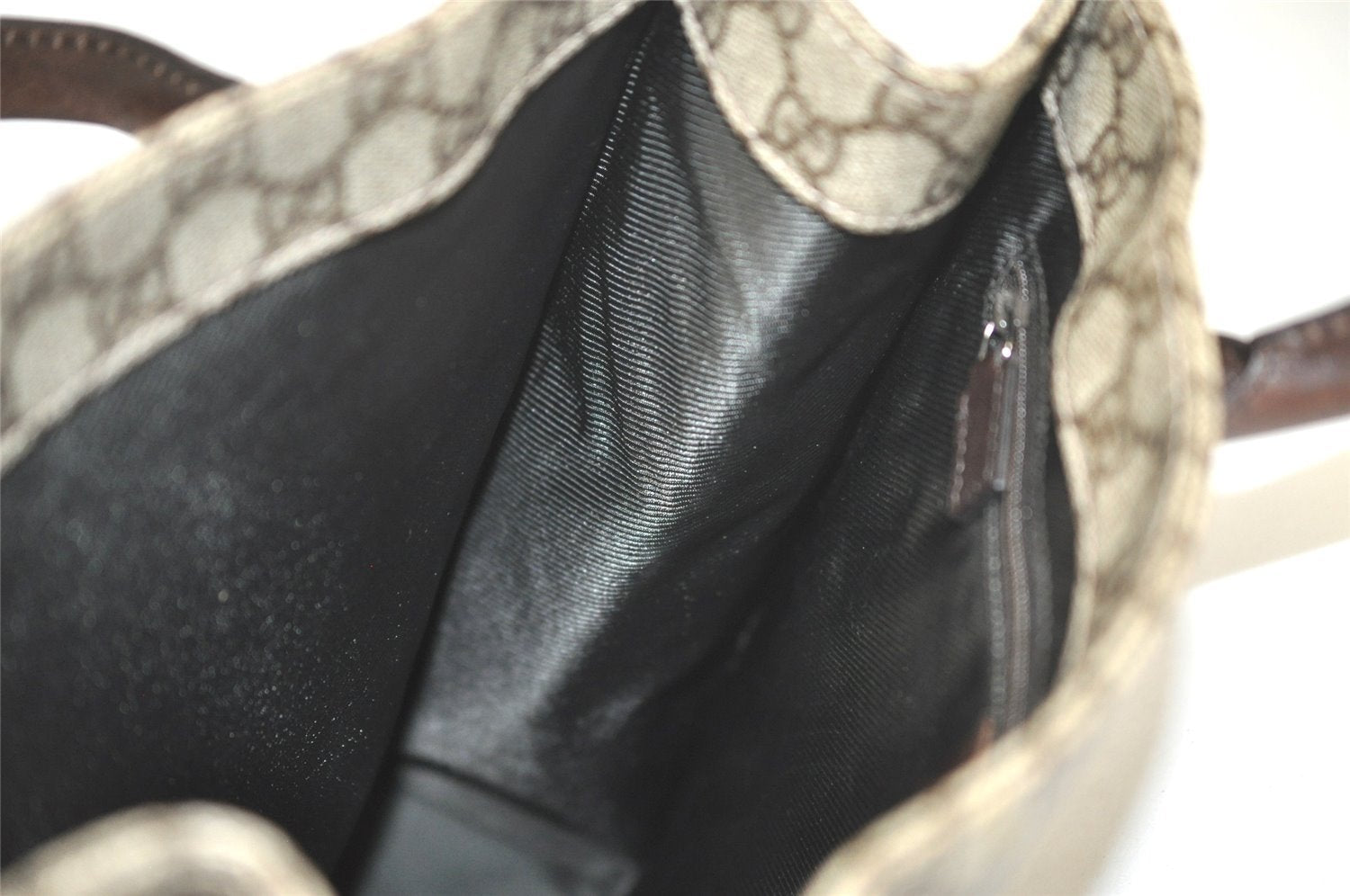 Authentic GUCCI Vintage Hand Tote Bag GG PVC Leather 91249 Brown 4139K