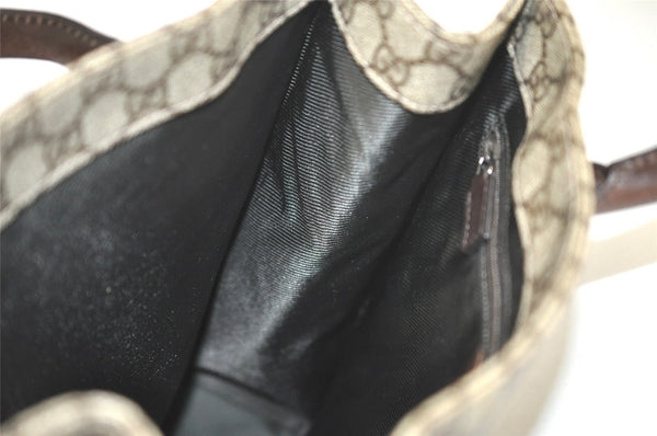 Authentic GUCCI Vintage Hand Tote Bag GG PVC Leather 91249 Brown 4139K
