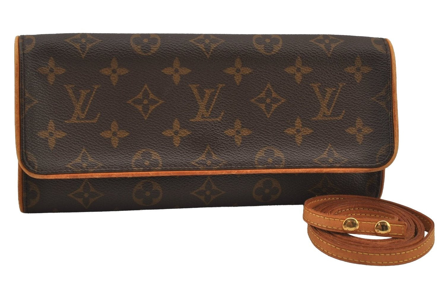 Authentic Louis Vuitton Monogram Pochette Twin GM Shoulder Bag M51852 LV 4140J