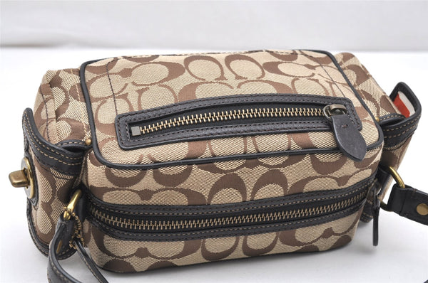 Authentic COACH Signature Shoulder Hand Bag Canvas Leather 40722 Brown 4141K