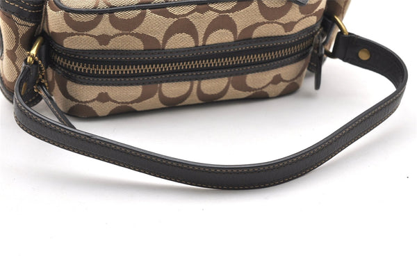 Authentic COACH Signature Shoulder Hand Bag Canvas Leather 40722 Brown 4141K