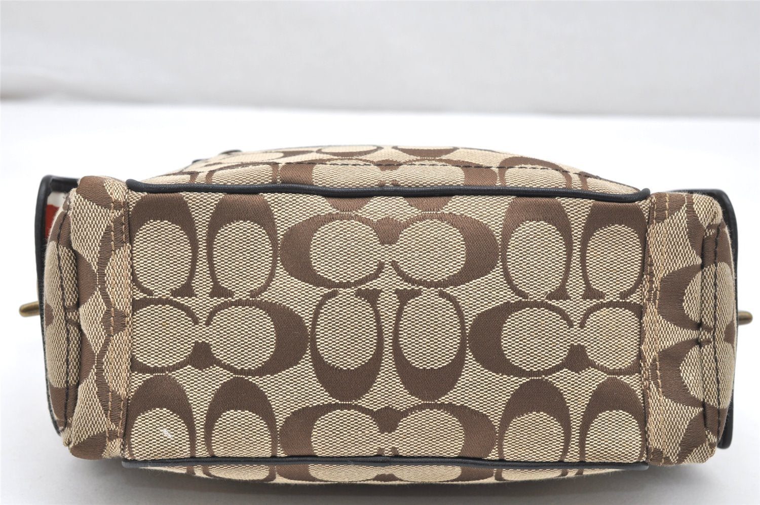 Authentic COACH Signature Shoulder Hand Bag Canvas Leather 40722 Brown 4141K