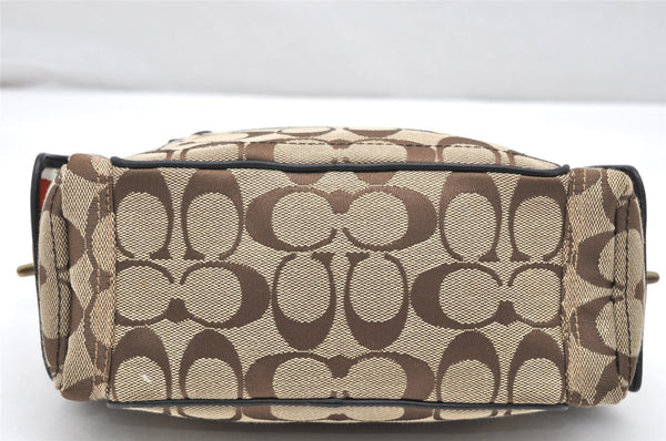 Authentic COACH Signature Shoulder Hand Bag Canvas Leather 40722 Brown 4141K
