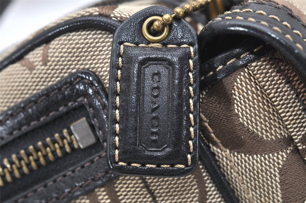 Authentic COACH Signature Shoulder Hand Bag Canvas Leather 40722 Brown 4141K