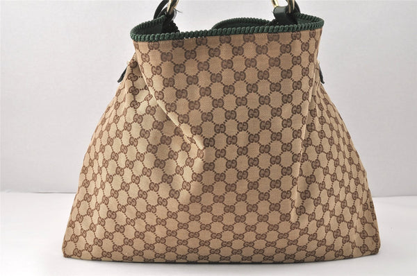 Auth GUCCI Horsebit Large Hobo Shoulder Bag GG Canvas Leather 114900 Brown 4142K