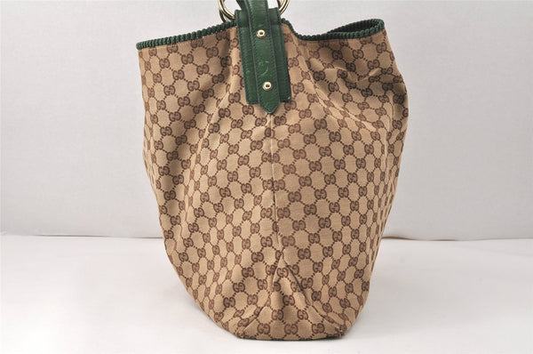 Auth GUCCI Horsebit Large Hobo Shoulder Bag GG Canvas Leather 114900 Brown 4142K