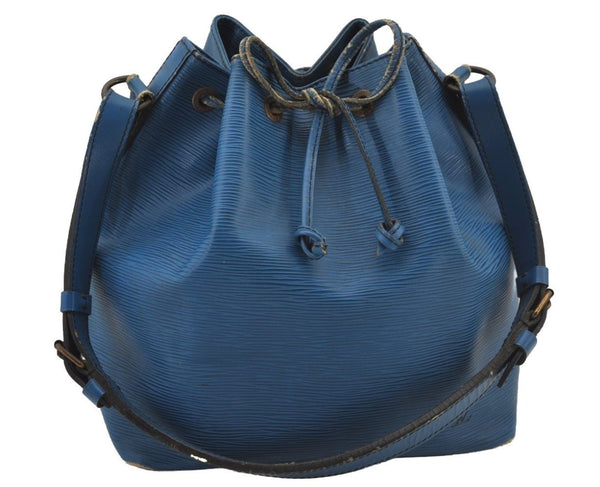 Authentic Louis Vuitton Epi Petit Noe Shoulder Drawstring Bag M44105 Blue 4148J