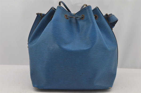 Authentic Louis Vuitton Epi Petit Noe Shoulder Drawstring Bag M44105 Blue 4148J