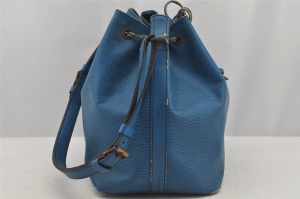 Authentic Louis Vuitton Epi Petit Noe Shoulder Drawstring Bag M44105 Blue 4148J