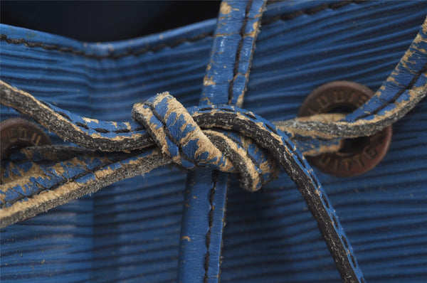 Authentic Louis Vuitton Epi Petit Noe Shoulder Drawstring Bag M44105 Blue 4148J