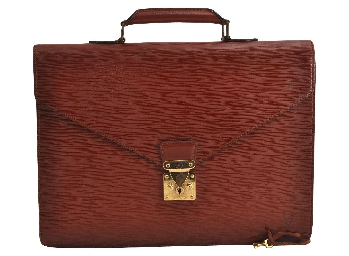 Authentic Louis Vuitton Epi Serviette Conseiller Briefcase Brown M54428 LV 4149J