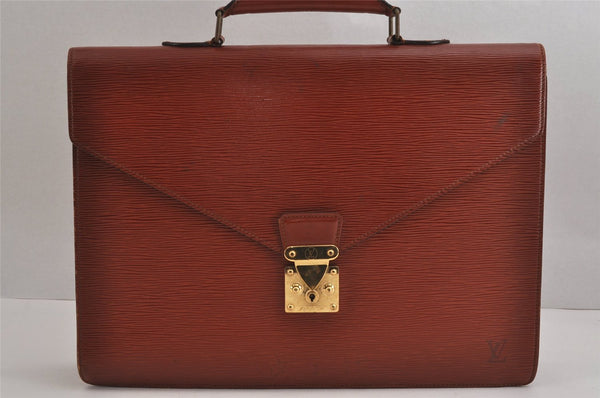 Authentic Louis Vuitton Epi Serviette Conseiller Briefcase Brown M54428 LV 4149J