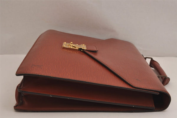 Authentic Louis Vuitton Epi Serviette Conseiller Briefcase Brown M54428 LV 4149J