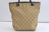 Authentic GUCCI Sherry Line Shoulder Tote Bag GG Canvas Leather Beige 4149K