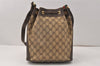 Authentic GUCCI Web Sherry Line Shoulder Bag GG PVC Leather Brown Junk 4150K