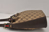 Authentic GUCCI Web Sherry Line Shoulder Bag GG PVC Leather Brown Junk 4150K