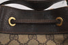 Authentic GUCCI Web Sherry Line Shoulder Bag GG PVC Leather Brown Junk 4150K