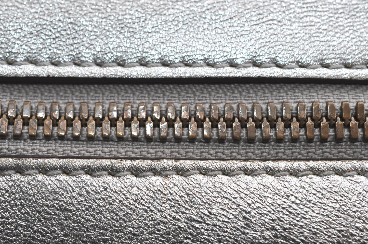 Authentic GUCCI GG Marmont Chain Shoulder Cross Bag Leather 447632 Silver 4151I